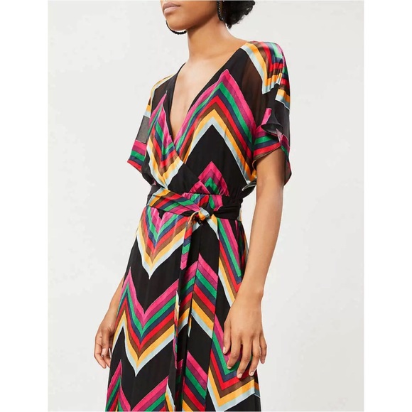 2018 Alice + Olivia Lexa Chevron Stripe Midi Dress - Picture 4 of 8